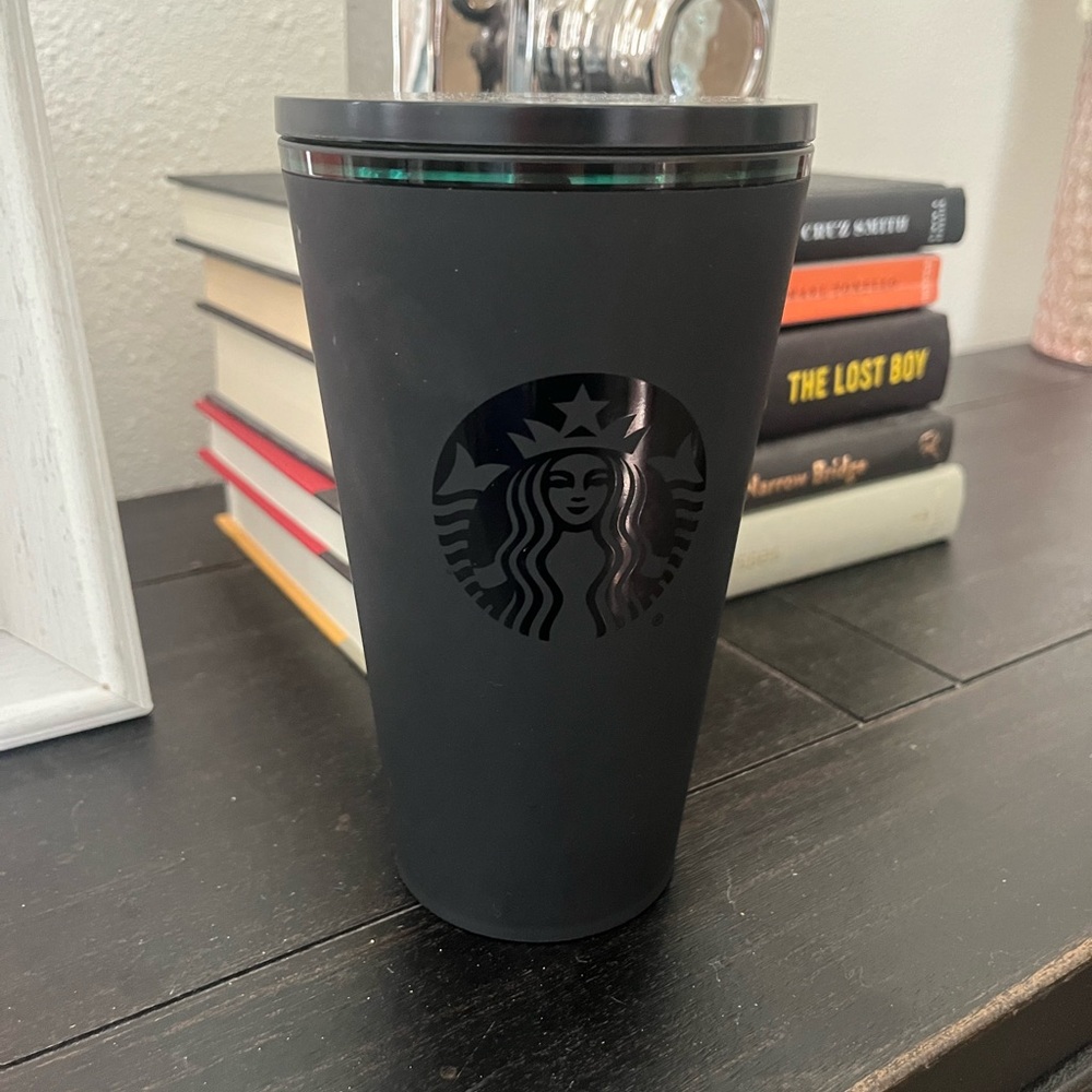 Starbucks Matte‎ Black Siren Logo Cold Cup Tumbler 16oz Insulated Travel Mug